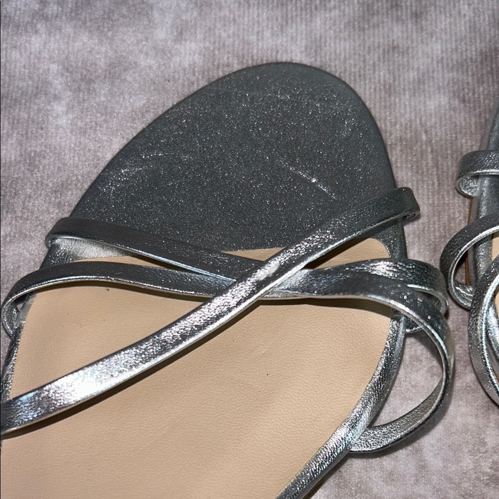 EUC Stuart Weitzman Starla 80 Silver‎ Strappy Heeled Sandals Sz 9 Leather Luxury - Picture 6 of 11